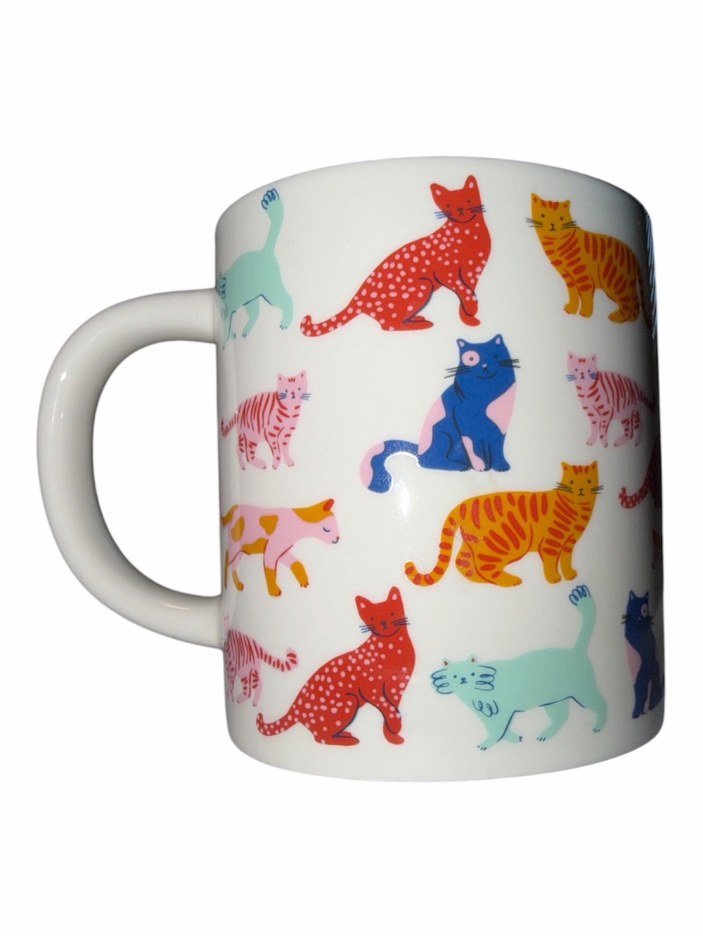 Parker Lane White Cat Person Ceramic Mug with Multicolor Cat Pattern